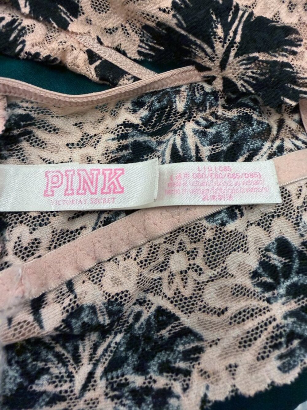 Victoria's Secret PINK Palm Print Lace Halter Bralette Lattice L - Picture 5 of 8